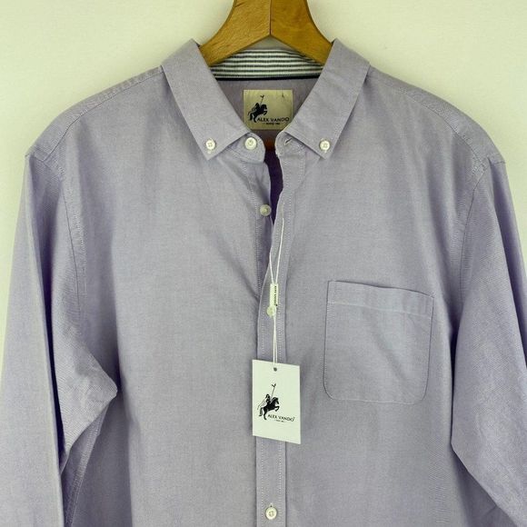 ALEX VANDO Pastel Purple Men Shirt NWT 100% Cotton - Picture 3 of 6